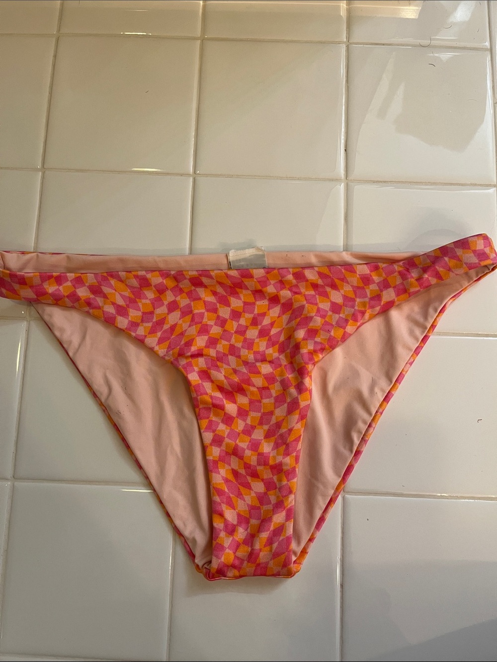 L space Pink & Orange Geometric Bikini Bottom